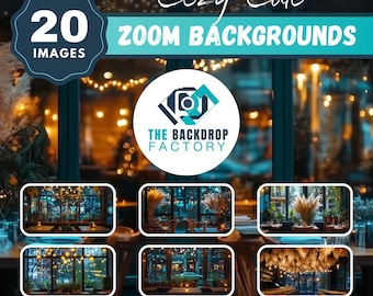20 Cozy Cafe Professional Virtual Background Bundle | Zoom Background | Microsoft Teams Background | WebEx | Skype | Google Meet