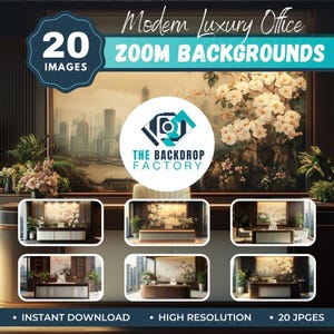 20 Modern Office Zoom Background, Virtual Background, Virtual Background for Teams, Video Conference Backdrop, Luxury Office Decor