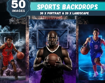 Basketball Photography Backdrops: Smoke Effect Digital Backgrounds (50 JPEG Images)