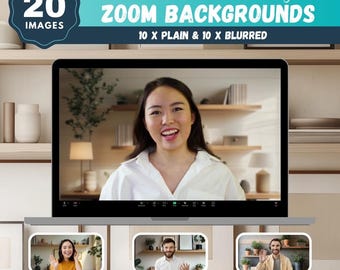 Modern Wall Shelving Zoom Backgrounds, 20 Images (Digital Download)