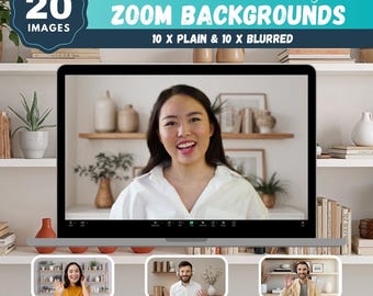 Modern Bookshelf Zoom Backgrounds, 20 Wall Decor Images (Digital Download)