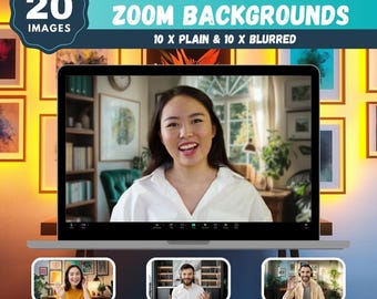 Modern Home Office Zoom Backgrounds: Elegant Wall Art (Digital Download, 20 Pack)