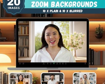 Modern Bookshelf Zoom Backgrounds, 20 Wall Shelving Images (Digital Download)