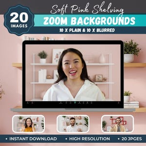 20 Elegant Soft Pink Shelving Zoom Background, Virtual Background, Teams Background, Video Conference Backdrop, Bookshelf Background