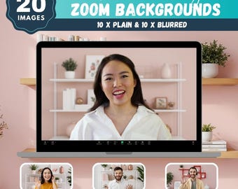 Soft Pink Shelving Zoom Backgrounds: Elegant Virtual Backdrop (20 Files)(Digital Download