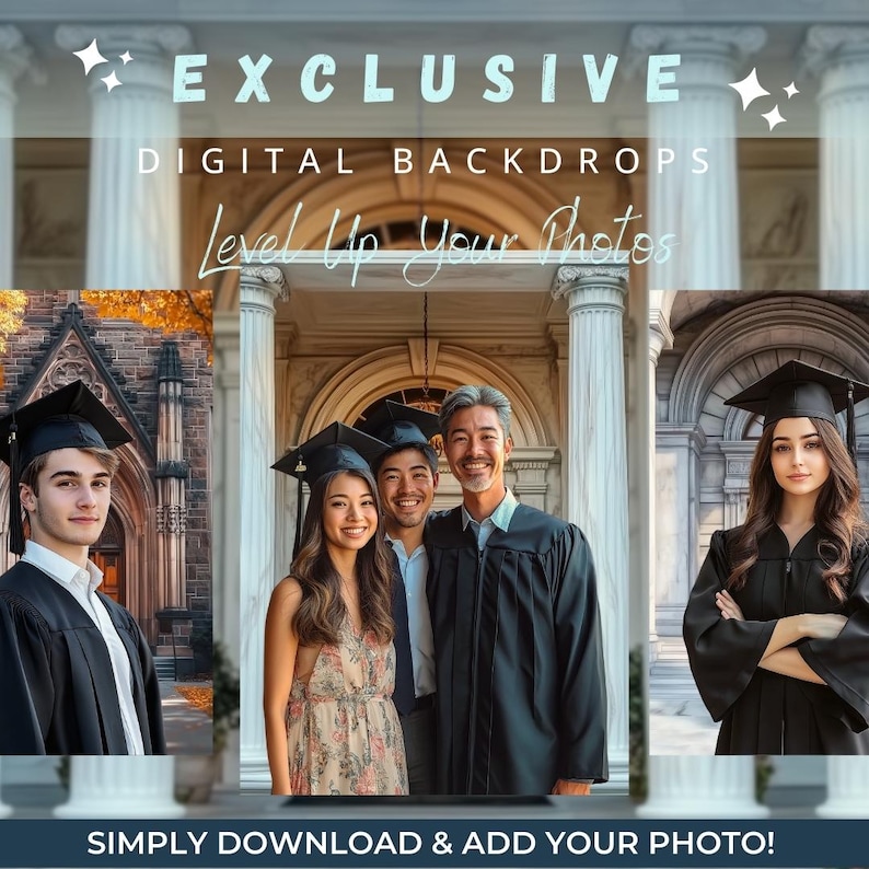 50 School Graduation Digital Backdrops | Grad Photo Background | School ...