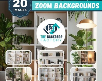 20 White Bookshelf Zoom Background, Zoom Virtual Background, Teams Background, Video Conference Backdrop