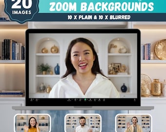 Modern Wall Shelving Zoom Backgrounds, Bookshelf Decor (Digital Download)