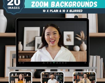 Modern Bookshelf Zoom Background, 20 Wall Decor Images (Digital Download)