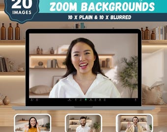Modern Bookshelf Zoom Background, 20 Wall Shelving Images (Digital Download)