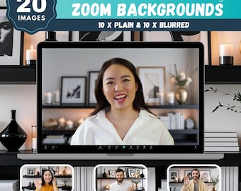 Modern Black Wall Shelving Zoom Backgrounds (Digital Download)