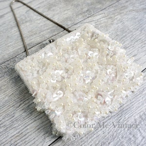Vintage White Beaded Evening Bag Purse by Walborg, Hong Kong