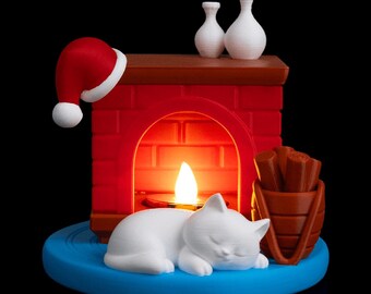 Lámpara de mesa Kitty Night Night - Luz festiva con forma de gato / Decoración navideña acogedora para dormitorio y guardería