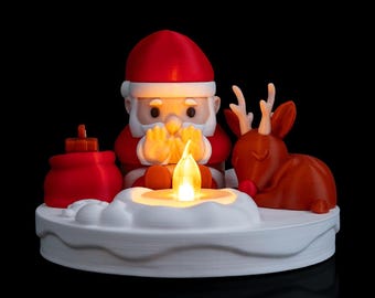 Lámpara de mesa Hoguera de Papá Noel – Luz decorativa festiva para el centro de mesa / Acogedora luz para la chimenea en Navidad
