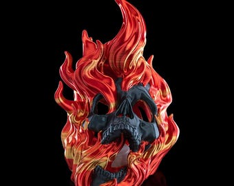 Portavelas Bonefire – Calavera y fuego llameante impresos en 3D / Decoración gótica para el hogar / Escultura para vela pequeña