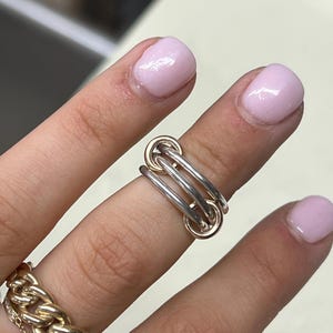 Two-tone Connecting Stack Ring, Silver & Gold-Filled Bands Linked Stacking Ring