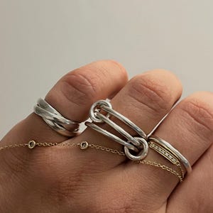 Connecting Stack Ring, Silver Band Linked Stacking Ring