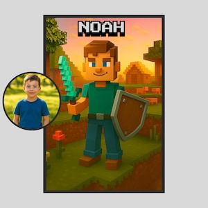 Custom Pixelated Block-Style Portrait from Photo | Gamer Gift | Back to School gift | Digital Download