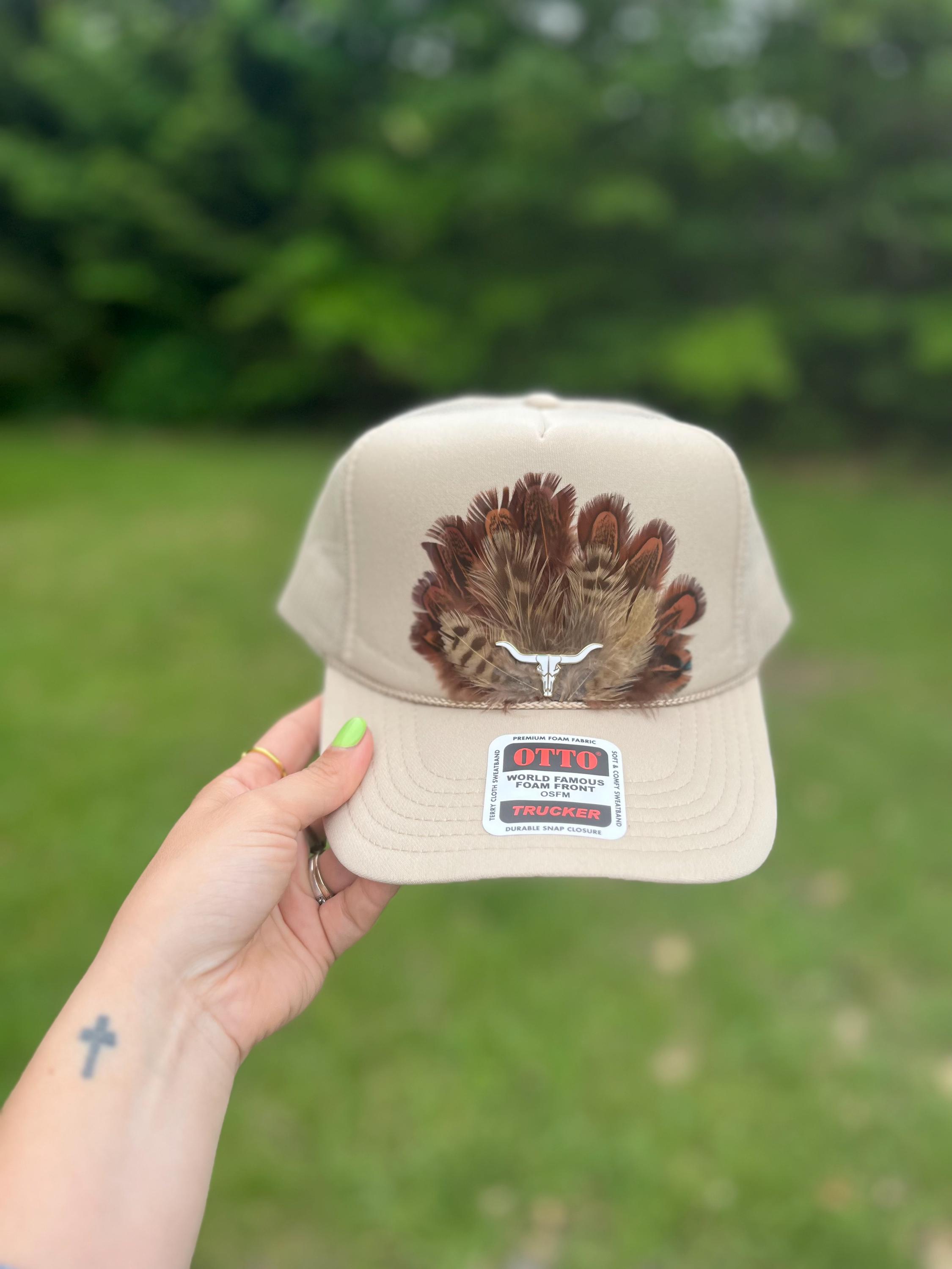 【if you have/Feather Hat】 Feather Trucker Hat - Etsy