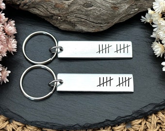 His and Hers 10th Anniversary Keyring set, Aluminium Wedding Anniversary Gift, 10th Wedding Anniversary Gift, Couples Anniversary Gift