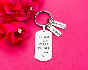 Personalised Fathers Day Gift - Gift for Grandfather - Hand Stamped Keyring - Gifts for Grandad - Gift for Poppy - Grandfather Gifts