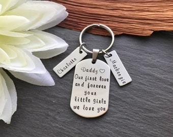 Personalised Keyring for Dad, Gifts for Dad, Customised Dad Gift, Christmas Gift for Dad, Dad Keyring, Hand stamped keyring for Dad