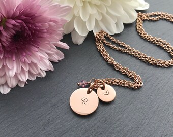 Rose Gold Initial Necklace - Rose Gold Necklace - Custom Necklace - Mothers Day Gift - Gift for Mum - Personalised Necklace