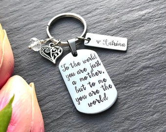 Personalised Keychain for Mum, To the world you are a mother, but to us you are the world keychain, Personalised gift for Mum