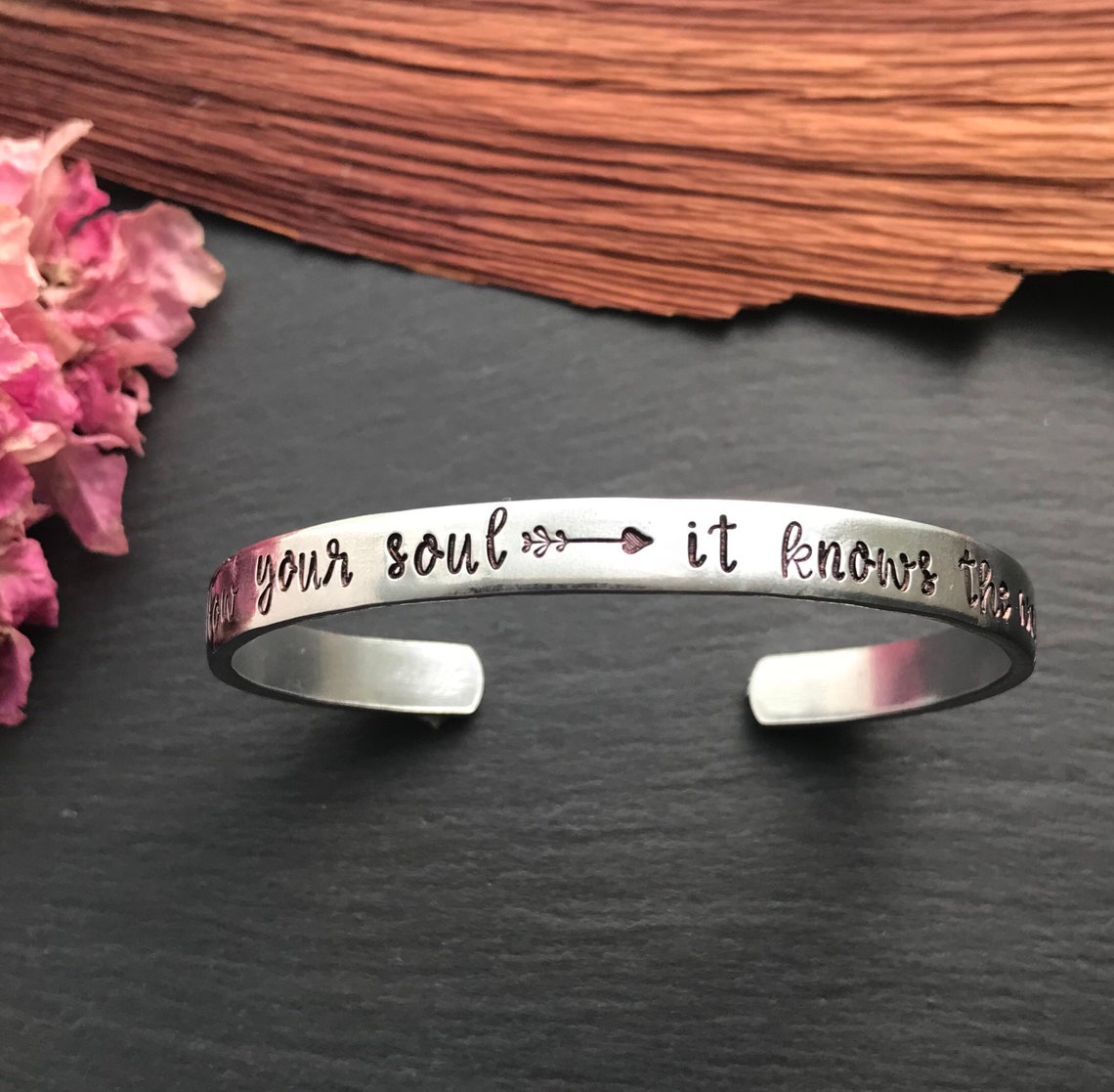 Personalised Cuff Bracelet Quote Bracelet Motivational Etsy