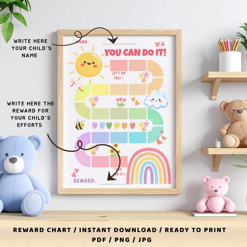 Playful Sun Rainbow Potty Training Printable Reward Chart for Girls ...