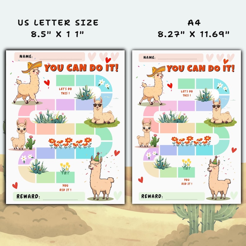 Llama Reward Chart Printable, Kids Behavior Tracker (digital Download ...