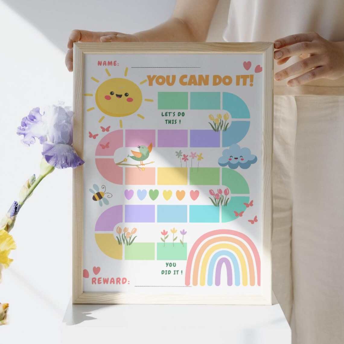 Playful Sun Pastel Rainbow Potty Training Printable Reward Chart for ...