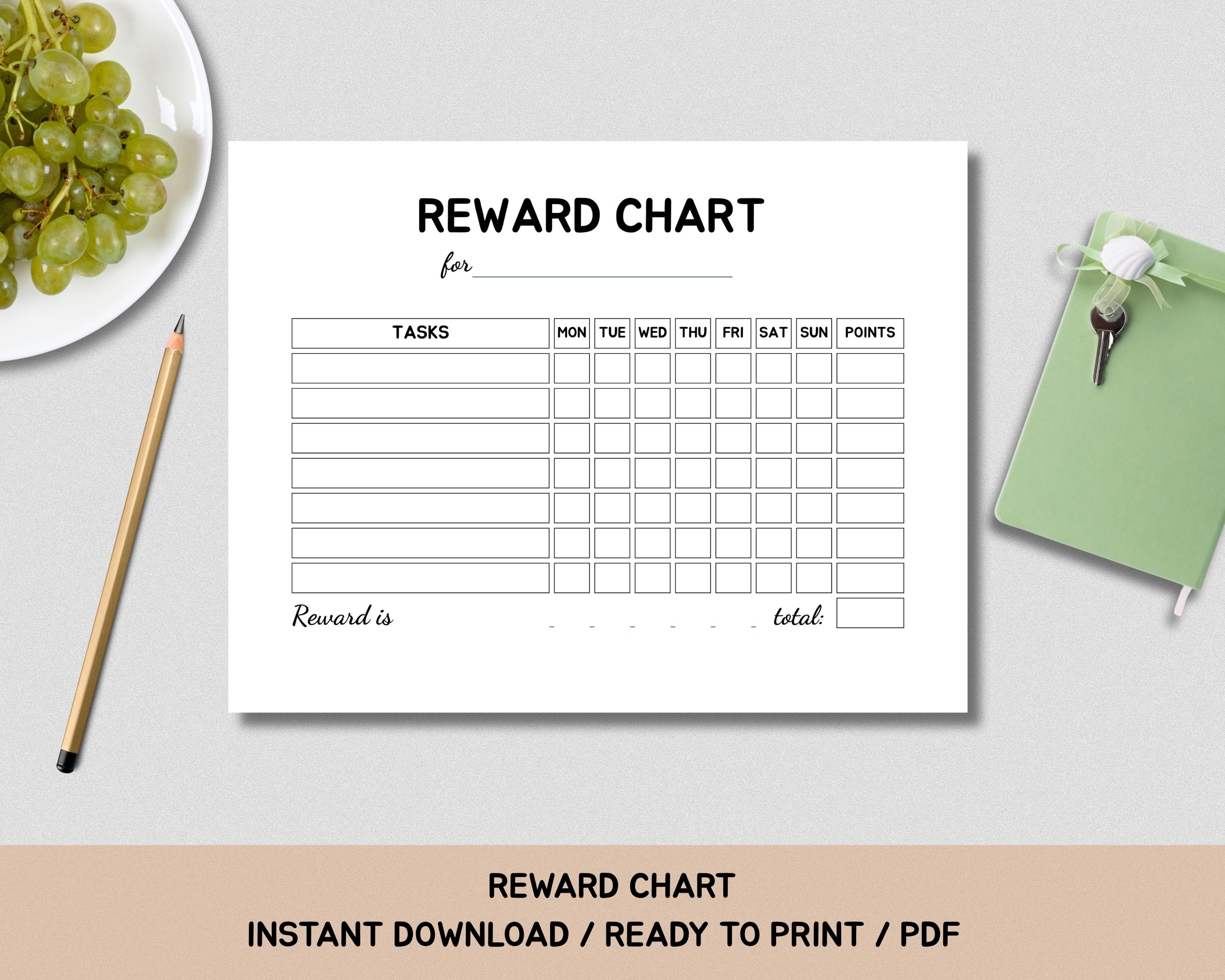Printable Simple Reward Chart for Kids, Neutral Chore Chart, Instant ...