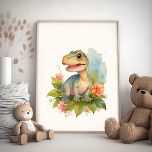 Watercolor Dinosaur Prints, Dinosaur Wall Art, Printable, T-Rex Posters, Dinosaur Artwork Gift, Dinosaur Wall Decor