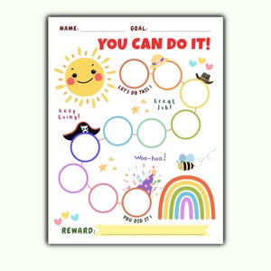 Colorful Behavior Chart, Kids Routine Tracker, Preschool Reward System (PDF Download)