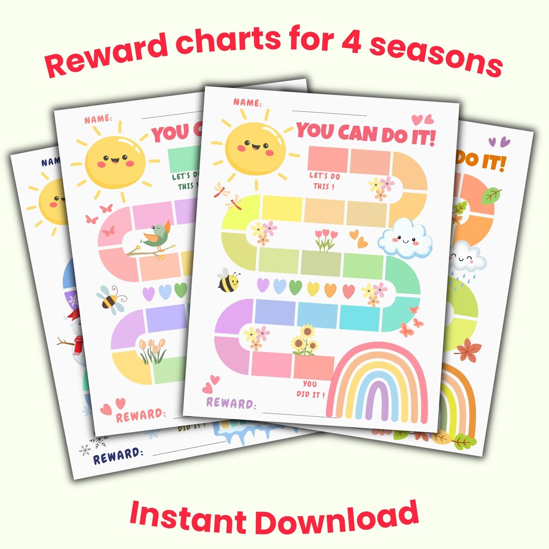 Playful Four Seasons Reward Chart for Kids | Printable Behavior Chart ...