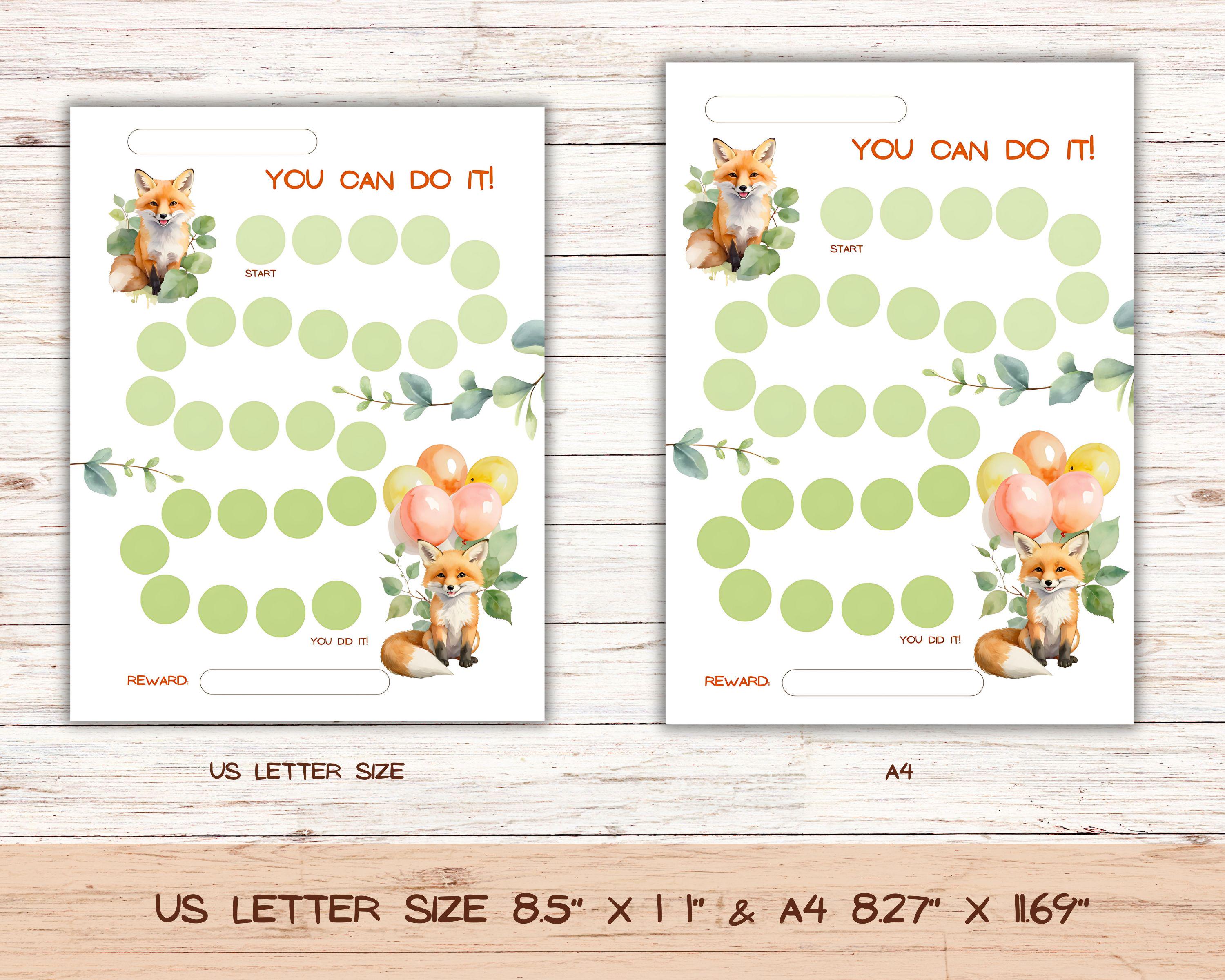 Fox Reward Chart – Printable Kids Chore Tracker With Woodland Fox Theme ...