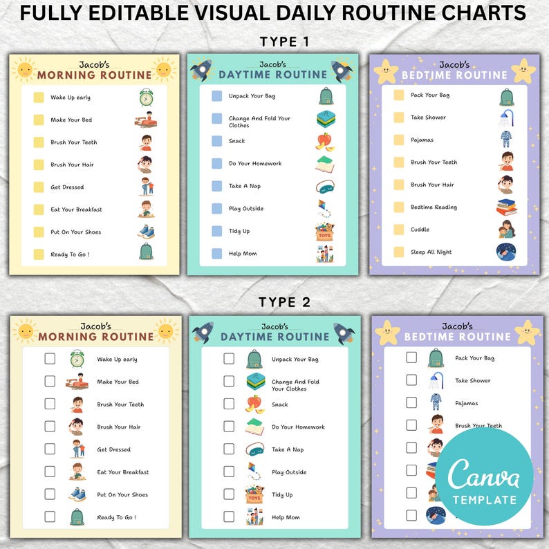 Ready to Print Morning, Evening, Daytime Routine Checklist, Morning ...