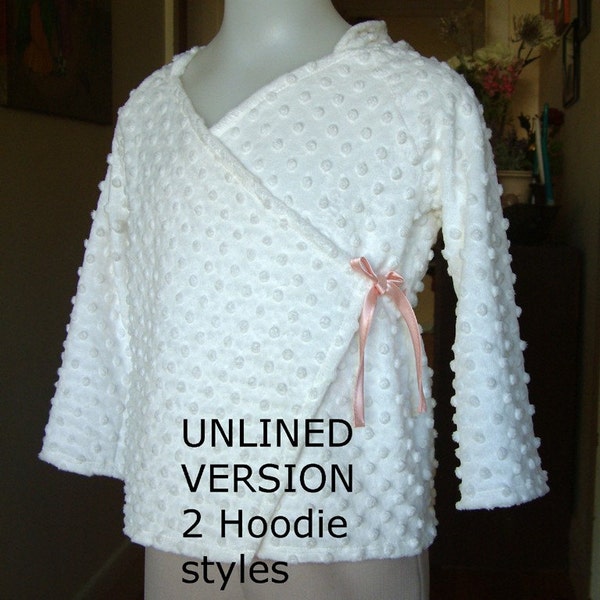 Childrens Hoodie Jacket kimono peasant top hippy boho Instant download PDF sewing pattern tutorial ebook reversible coat