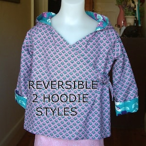 Childrens Hoodie Jacket kimono PDF Instant Download sewing pattern tutorial ebook reversible coat