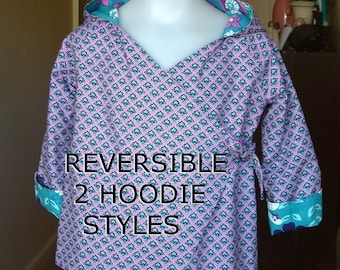 Childrens Hoodie Jacket kimono PDF Instant Download sewing pattern tutorial ebook reversible coat