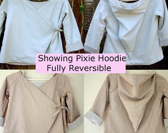 Childrens Hoodie Jacket Instant Download PDF Sewing Pattern tutorial ebook kimono reversible coat