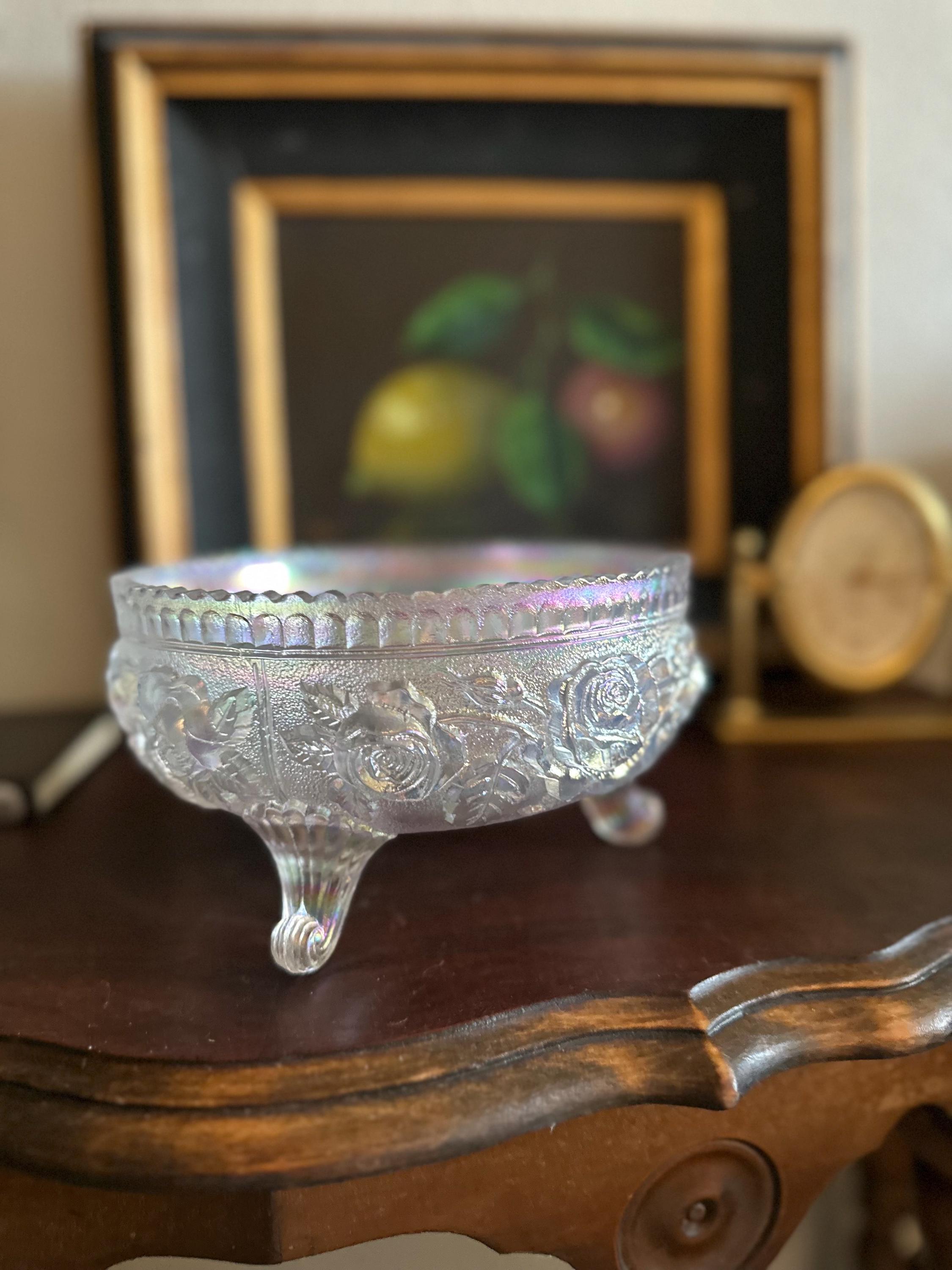 White Iridescent Carnival Glass - Etsy