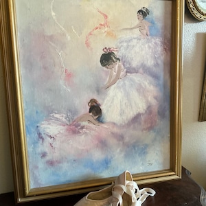 Vintage original painting of ballerinas | original oil painting | ballet art