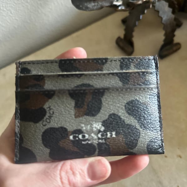 Vintage leather leopard print Coach card wallet | vintage coach wallet coin purse card holder nineties fashion
