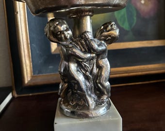 Vintage italienische Marmor und Silber Sockel Seifenschale | Florentiner Stil Dekor | vintage Renaissance Schloss Stimmung