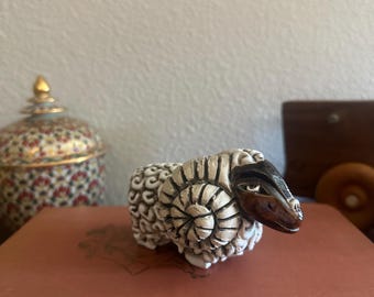 Vintage Artesania Rinconada Art Pottery Figurine Uruguay Big Horn