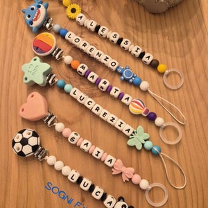 Personalized Silicone Pacifier Chain - Pacifier Clip with Name - Newborn Gift - Handmade - Made in Italy