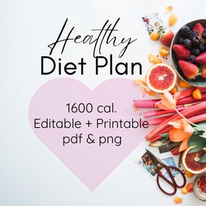 Weight Loss Diet Meal Plan l Diet Plan Foot List Printable + Canva Template | Healthy Diet Plan with Food Alternatives |  diet plan chart