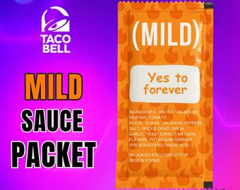 Editable MILD Sauce Packet Canva Template – Taco Party Funny Party Add-On - Instant Download